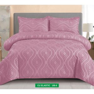 Lenjerie de pat bumbac finet brodat cu elastic - 4 piese | 0257-CA