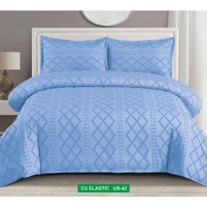 Lenjerie de pat bumbac finet brodat cu elastic - 4 piese | 0244-CA