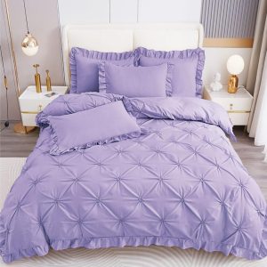 Lenjerie de pat bumbac finet brodat cu volanase - 4 piese | 0284-CA