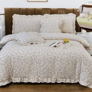 Lenjerie de pat bumbac finet cu volanas - 6 piese | 1023-CM