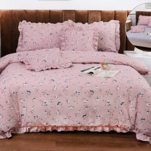 Lenjerie de pat bumbac finet cu volanas - 6 piese | 1026-CM