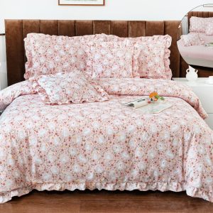 Lenjerie de pat bumbac finet cu volanas - 6 piese | 1038-CM