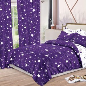 Set lenjerie de pat din bumbac finet și draperii-8 piese | 0699-SI