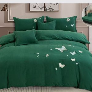 Lenjerie de Pat Bumbac Finet Brodat cu Elastic – Set 6 Piese | Confort, Stil si Fixare Perfecta | COD 0447-CF