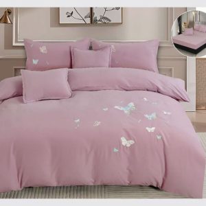 Lenjerie de Pat Bumbac Finet Brodat cu Elastic – Set 6 Piese | Confort, Stil si Fixare Perfecta | COD 0448-CF