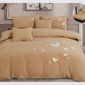Lenjerie de Pat Bumbac Finet Brodat cu Elastic – Set 6 Piese | Confort, Stil si Fixare Perfecta | COD 0449-CF