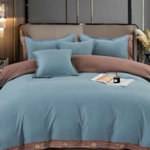 Lenjerie de pat din bumbac cu broderie – 6 piese | Eleganta si confort pentru dormitorul tau | COD 0519-CF