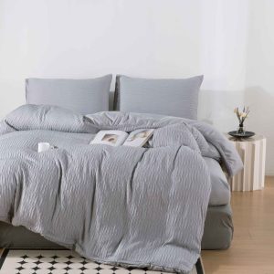 Lenjerie de Pat din Bumbac Tricotat cu Elastic – Set 4 Piese | COD 0103-PR