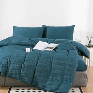 Lenjerie de Pat din Bumbac Tricotat cu Elastic – Set 4 Piese | COD 0105-PR