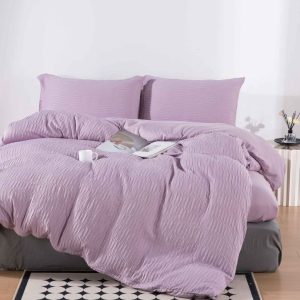 Lenjerie de Pat din Bumbac Tricotat cu Elastic – Set 4 Piese | COD 0098-PR