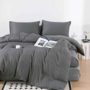 Lenjerie de Pat din Bumbac Tricotat cu Elastic – Set 4 Piese | COD 0101-PR