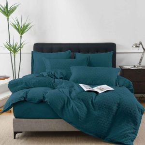 Lenjerie de Pat din Bumbac Tricotat cu Elastic – Set 4 Piese | COD 0096-PR