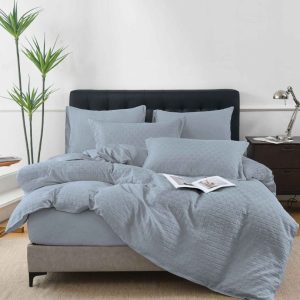 Lenjerie de Pat din Bumbac Tricotat cu Elastic – Set 4 Piese | COD 0093-PR