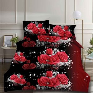 Lenjerie de pat din bumbac satinat 3D, 4 piese – Eleganta si confort pentru dormitorul tau | COD 0196-SI