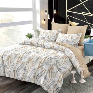 Lenjerie de pat bumbac finet cu elastic – 6 piese premium | COD 0239-PR