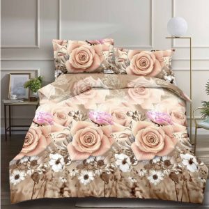 Lenjerie de pat din bumbac satinat 3D, 4 piese – Eleganta si confort pentru dormitorul tau | COD 0197-SI