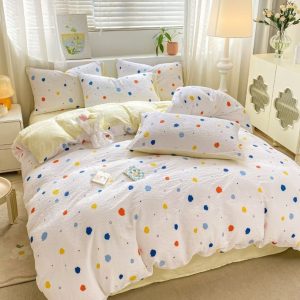 Lenjerie de Pat Finet Creponat – O Persoana, 4 Piese – Confort si Eleganta in Fiecare Noapte | COD 0294-PR