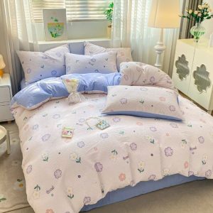 Lenjerie de Pat Finet Creponat – O Persoana, 4 Piese – Confort si Eleganta in Fiecare Noapte | COD 0292-PR