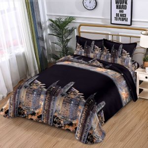 Lenjerie de pat din bumbac satinat 3D, 4 piese – Eleganta si confort pentru dormitorul tau | COD 0191-SI
