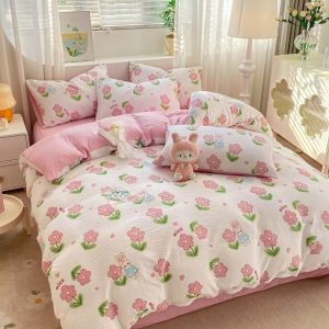 Lenjerie de Pat Finet Creponat – O Persoana, 4 Piese – Confort si Eleganta in Fiecare Noapte | COD 0288-PR