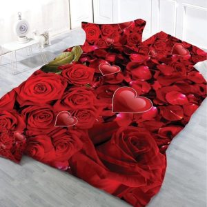 Lenjerie de pat din bumbac satinat 3D, 4 piese – Eleganta si confort pentru dormitorul tau | COD 0188-SI