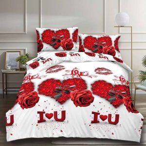 Lenjerie de pat din bumbac satinat 3D, 4 piese – Eleganta si confort pentru dormitorul tau | COD 0176-SI