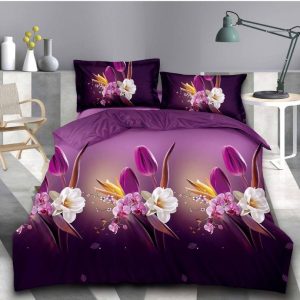 Lenjerie de pat din bumbac satinat 3D, 4 piese – Eleganta si confort pentru dormitorul tau | COD 0172-SI