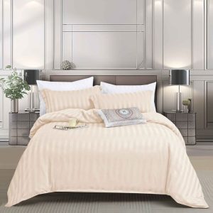 Lenjerie de pat damasc cu elastic pentru o persoană – Set 4 piese | COD 0325-PR