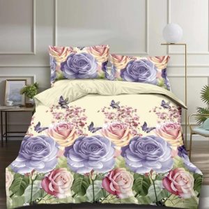 Lenjerie de pat din bumbac satinat 3D, 4 piese – Eleganta si confort pentru dormitorul tau | COD 0162-SI