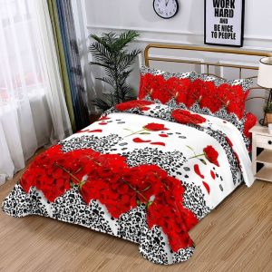 Lenjerie de pat din bumbac satinat 3D, 4 piese – Eleganta si confort pentru dormitorul tau | COD 0161-SI