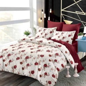 Lenjerie de pat bumbac finet cu elastic – 6 piese premium | COD 0246-PR