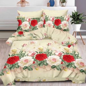 Lenjerie de pat din bumbac satinat 3D, 4 piese – Eleganta si confort pentru dormitorul tau | COD 0154-SI