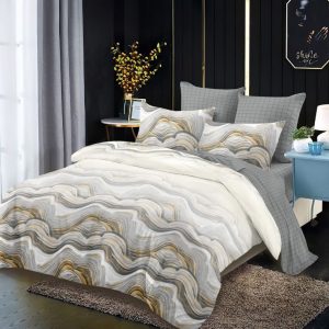 Lenjerie de pat bumbac finet cu elastic – 6 piese premium | COD 0193-PR