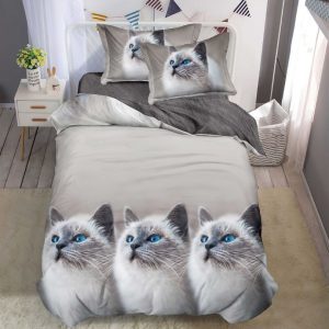 Lenjerie de pat o persoana din bumbac finet – 4 piese fara elastic | Confort si calitate pentru somnul tau | COD 0243-SI