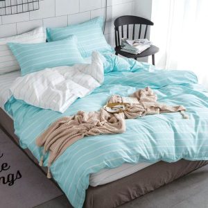 Lenjerie de pat din bumbac satinat 4 piese cu elastic – rafinament si confort in dormitorul tau | COD 0290-SI