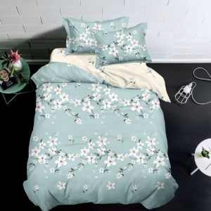 Lenjerie de pat o persoana din bumbac finet – 4 piese fara elastic | Confort si calitate pentru somnul tau | COD 0244-SI