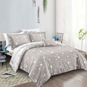 Lenjerie de pat din bumbac satinat 4 piese cu elastic – rafinament si confort in dormitorul tau | COD 2198-SI