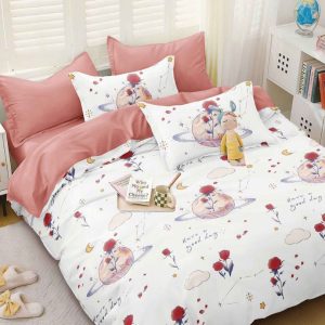 Lenjerie de pat din bumbac satinat 4 piese cu elastic – rafinament si confort in dormitorul tau | COD 0288-SI