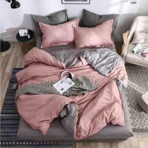 Lenjerie de pat din bumbac satinat 4 piese cu elastic – rafinament si confort in dormitorul tau | COD 2197-SI