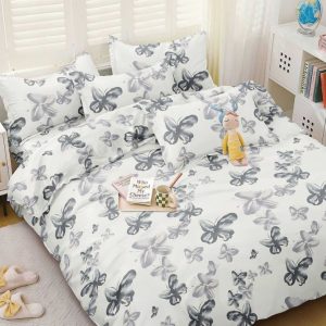 Lenjerie de pat din bumbac satinat 4 piese cu elastic – rafinament si confort in dormitorul tau | COD 0286-SI