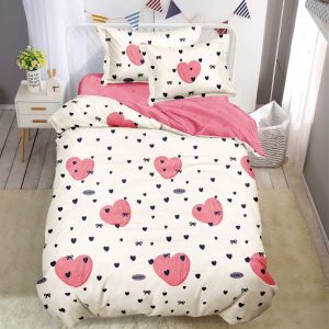 Lenjerie de pat o persoana din bumbac finet – 4 piese fara elastic | Confort si calitate pentru somnul tau | COD 0239-SI