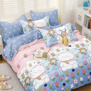 Lenjerie de pat din bumbac satinat 4 piese cu elastic – rafinament si confort in dormitorul tau | COD 0283-SI