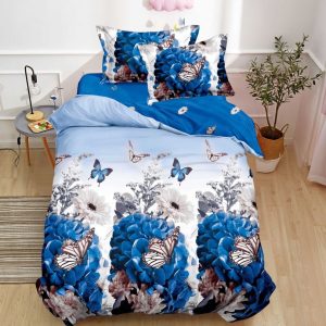 Lenjerie de pat o persoana din bumbac finet – 4 piese fara elastic | Confort si calitate pentru somnul tau | COD 0236-SI