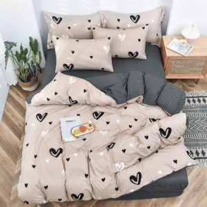 Lenjerie de pat din bumbac satinat 4 piese cu elastic – rafinament si confort in dormitorul tau | COD 2193-SI