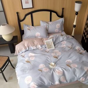 Lenjerie de pat o persoana din bumbac finet – 4 piese fara elastic | Confort si calitate pentru somnul tau | COD 0251-SI