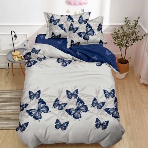 Lenjerie de pat o persoana din bumbac finet – 4 piese fara elastic | Confort si calitate pentru somnul tau | COD 0234-SI