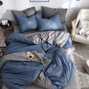 Lenjerie de pat din bumbac satinat 4 piese cu elastic – rafinament si confort in dormitorul tau | COD 0281-SI