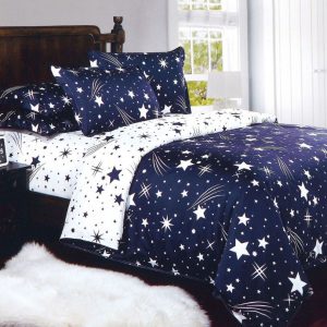 Lenjerie de pat din bumbac satinat 4 piese cu elastic – rafinament si confort in dormitorul tau | COD 2188-SI