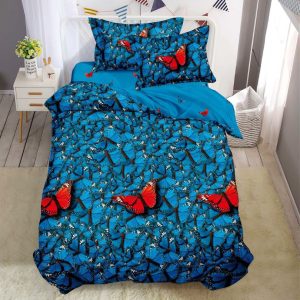 Lenjerie de pat o persoana din bumbac finet – 4 piese fara elastic | Confort si calitate pentru somnul tau | COD 0230-SI