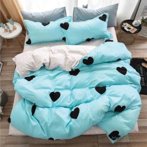 Lenjerie de pat din bumbac satinat 4 piese cu elastic – rafinament si confort in dormitorul tau | COD 2185-SI